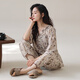 
Kuaishen pajamas for women in summer 70-quarter sleeve loose silk cotton 2025 new style for outside wear for women's mother home clothing set 1342 M [155-160CM/80-100Jin[Jin equals 0.5 kg]]