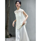 Vanchiman Nuevo estilo de temperamento de albaricoque de estilo chino para mujeres 2025 Summer New Top Sling Falda Conjunto de dos piezas A2691 Apricot L (sugerido 110-120Jin [Jin equivale a 0.5 kg])