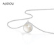 AJIDOU 925 silver elegant chalcedony pendant necklace birthday gift for girlfriend, wife, mother, white + silver