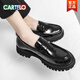CARTELO men's loafers 2025 spring men's shoes heightened thick sole shiny trendy leather shoes lazy beans shoes 3519 black high quality version 38