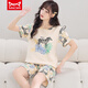 Catman Miiow Pyjamas pour femmes en été en été coton pur manche courte mince version coréenne douce et mignonne de vêtements étudiants à la maison étudiant Summer 1396 l Style féminin 85-95jin [Jin est égal à 0,5 kg]
