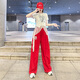 Verlassen Tian Jazz Dance Clothing Damenanzug Sommer kleiner Quadratmodat Dance Kleidung Sport Set Frauen Sommerleistung Kleidung Burgunderte Top 8827+Weiß Kuzi 6627 m All Size