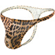 Gongzi Youpin 2 leopard print men's thongs, ice silk, low waist, sexy European and American thin straps, thin edges, string U convex T pants, gold + pink, XXL recommended 160-180 Jin Jin equals 0.5 kg