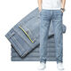 Siete lobos Summer delgados jeans delgados de gama alta para hombres Pantalones casuales rectos sueltos para hombres estiramientos transpirables hombres 9866 azul claro [contador] 32 [dos pies cinco]