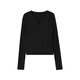 NOMEv collar long-sleeved spring inner layering shirt slim and versatile top dark gray M 95-105Jin Jin equals 0.5 kg