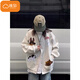 Cotton American Retro Puppy Cardigan Veste pour femmes au printemps et automne 2025 Nouveau sweat à mode inférieur à la mode et gris de fleur blanche à la mode.
