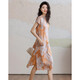 Demana [glossy satin jacquard] summer Chinese style new Chinese cheongsam skirt stand collar shoulder waist-hugging women's dress