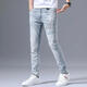 Jeans étirés haut de gamme d'automne Zhidoudou pour la marque de marque à la mode masculine à la mode à la mode mince des pieds minces couleurs légères bleu clair 3890 pantalon déchiré, taille moyenne 32 [suggéré 135-145jin [Jin est égal à 0,5 kg]]]