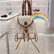 Charles/Keith260160240 Canvas Kontrastfarbe Einfacher Pendler -Rucksack Flip Draw String Beige