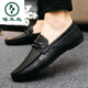 Woodpecker Summer and Automne Nouveaux chaussures de haricots pour hommes Version coréenne de Business Work Chaussures en cuir décontractées respirant les chaussures pour hommes en une étape polyvalente YL-D826 Black 39