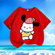 Cute Paccharia Dog Summer New Cartoon Men and Women Medium Large Children Short Sleeve T-shirt Pure Cotton Round Neck Loose and Versatile Children-SL White-KX692 Afraid of Dog 140 [Suggested height 130-140 cm]