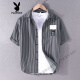 Playboy (Playboy) Chemise à rayures pour hommes à manches courtes minces japonais rétro coton sans fer libre coréen à demi-manche de chemise à manche 9740 Black M adaptée au poids 110-125 Jin [Jin est égal à 0,5 kg]