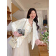 Berührung Miss Jacquard White Buckle Neue chinesische Jacke für Frauen Frühling und Herbst Neue Super schöne Top TM2008gy Off-White S
