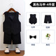 Children's Suit Dress Summer British Short-sleeved Vest Set Boys Host Speech Piano Show Show Clothes White 5-piece Set (Black Shirt + Vest + Shorts + 90 cm, Recommended Weight 20-26 Jin [Jin equals 0.5 kg]