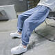 Pantalones de verano para niños Jeans delgados de tenis 2025 Summer Nuevos pantalones de mosquito de seda para niños repelentes al altura del altura delgada y transpirable Py-2575 Mosquito repelente de mezclito-Azul 140 Altura recomendada alrededor de 135 cm