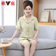 
Yalu high-end mother cardigan pajamas for women in summer pure cotton short-sleeved cropped pants large-size thin style middle-aged and elderly mothers' home clothes 9898 L [100-120Jin [Jin equals 0.5 kg]]