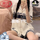 浪莎（LangSha）2025感桑蚕丝睡衣女短袖夏季仿真丝可外穿懒惰风家居服套装 冰丝5009 M (80-100斤)
