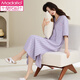 
Modal nightgown for women in summer pure cotton short-sleeved 2025 new summer half-sleeved cardigan striped purple large-size home clothes pajamas main picture CM:826# 3XL