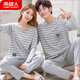 Antarctic pajamas couple long sleeve pure cotton suit spring and autumn Korean style thin cute large size cover full cotton home clothing 9921 M women_