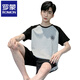 Romon Summer Set Herren Kurzarm Pyjamas dünne Baumwolle Freizeit Plus-Größe Teen Home Kleidung Lose zweiteiler Set D9928 L Männer