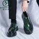 Specht Lederschuhe für Männer Sommer Neue britische Business Formale Verschleißrunde Schwarzes Lackleder Hochzeitsbräutigam Beste Schuhe 15276 Schwarz -Weiß 38 Standard Lederschuhgröße