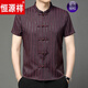 
Hengyuanxiang men's mulberry silk buckle short-sleeved Tang suit 2025 summer new product men's casual simple Chinese style top dark blue L 17084A