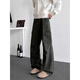 Muwei American retro workwear casual pants for men 2025 autumn and winter new loose straight wide leg trendy and versatile long pants dark gray XL recommended 130-150Jin Jin equals 0.5 kg