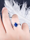 Iosn sapphire ring s925 silver women's fashion and personality Korean version with diamonds simple sterling silver tanzanite diamond mom model sterling silver sapphire ring live finger ring adjustable