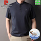 Pier Cardin high-end light luxury 100% pure cotton short-sleeved T-shirt for men 2025 summer thin stand collar men business casual POLO shirt XLBNXT15242 black 3XL 190 Recommended 180-200Jin [Jin equals 0.5 kg]