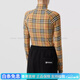 博柏利（BURBERRY）时尚百搭 经典拉链格纹立领长袖T恤 女款 高领运动套衫 米色 8024 典藏米色 XS