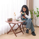 Dulu Wanshun folding table household small apartment bamboo dining table balcony tea table small square table outdoor portable table and chairs