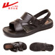 Huili middle-aged and elderly sandals thick sole wear-resistant summer outdoor beach shoes casual soft sole non-slip sandals men brown (3883) 39