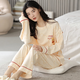 Modal pajamas for women in spring and autumn women 2025 new pure cotton fabric full cotton long sleeve spring and autumn soft home clothing Main picture MM: 9901 apricot color milk tea bear set M