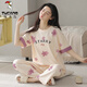 TUCANO; Woodpecker Summer Women's Short Sleeve Pajamas Set Pure Cotton Full-length Pants Home Suit Spring and Autumn Thin Style You can wear it outside in spring and autumn Y9712 M (Suggested 75-95Jin [Jin equals 0.5 kg])