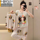 Versión coreana modal lindo dibujos animados dulces pantalones de manga corta pijamas seda de algodón de algodón de algodón de verano