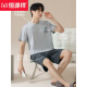 Hengyuanxiang Pajamas de color sólido de color sólido de algodón cortos de verano de manga corta se pueden usar en el exterior para el juego casual de ropa para hombres delgados de verano 16759 L (sugerido 110-115Jin [Jin equivale a 0.5 kg])