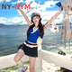 NY-NYM seaside sun hat jk sailor hat 2025 new summer sun protection hat women's sunshade navy hat summer beret striped round navy hat
