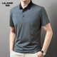 
Lilang light luxury men's lapel short-sleeved T-shirt in summer striped young and middle-aged business casual POLO shirt ice silk breathable top Navy blue 13691 S 165