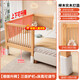 Qiuying hebensfähiges Buchenholz Holz Spleißbett Massivholz Kinderbett Krippe erweiterte Spleiß großes Bett Kinderbett Side Bett Bett drei Leitplanken + 5 cm Kokosnussbraun (Höhe einstellbar) kann heben und Länge 200 breit 80 High 35 [60 Leitplanke]