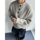 Xiaohongshu popular gray American retro Henry collar sweater men's winter lazy style knitted sweater cleanf light gray upgraded version 90 choices M M