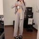 Cool Zhang Xiangao Purple Blume Pyjamas für Mädchen reines Baumwolle mit Brustpolsterfeder und Herbst neue Strickjacke Langarmhosen Home Kleidungsstück 9926# Drei Blumen-lila eins Größe m