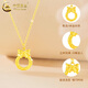 CHINA GOLD 18K gold necklace women's niche design bow peace buckle pendant Valentine's Day birthday gift for girlfriend and lover bow peace buckle pendant with S925 silver chain