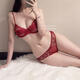 Victoria's Style Sexy Secret Sexy Underwear Women's Lace Big Breast Makes Small Push Up Small Breast Push Up Bra Set Gift Red Set XL (Recommended 38/85AB 36/80C)