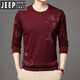 JEEP SPIRIT中青年男士夏季冰丝长袖t恤薄款圆领2023新款中年男打底衫体恤潮 B6627上青 M 165/105/48100-120斤