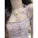 Feng Feili 18K gold-filled bow love necklace fashionable fugitive princess clavicle chain for women love bow necklace