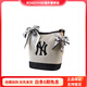 MLB custom bag, flower shadow silk small flower trendy versatile cotton bucket bag shoulder bag, men and women same style couple black gray black gray