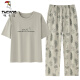 Tucano; Holzpecker-Baumwoll-Frauen-Pyjama-Set Sommer Pure Short Sleeve Cartoon Hosen koreanische Kleidung im koreanischen Stil kann im Freien für den Sommer Y9717 M (vorgeschlagen 75-95jin [Jin gleich 0,5 kg]) sein)