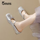 15 minutos Baotou zapatillas para mujeres en verano New Bow plano Sole Ballet Mary Jane Semi-Travel D1429AQ5 Silver 35