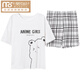 Modal summer ladies pajamas, cute cotton Korean version, short-sleeved two-piece set, thin student cartoon spring and autumn home clothes, off-white SKM6621 M (recommended 75-95 Jin [Jin equals 0.5 kg])