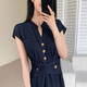 
Women's 2025 summer new style waist-hugging and slim-looking commuting long skirt D1833 dark blue L [110-120Jin[Jin equals 0.5 kg]]